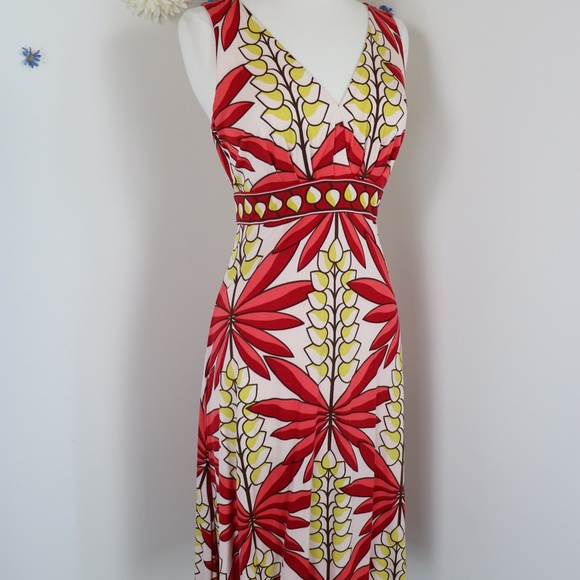 Tory Burch Floral Dress In Silk Jersey - Designer Sheath Dress For Summer - Picture 4 of 11